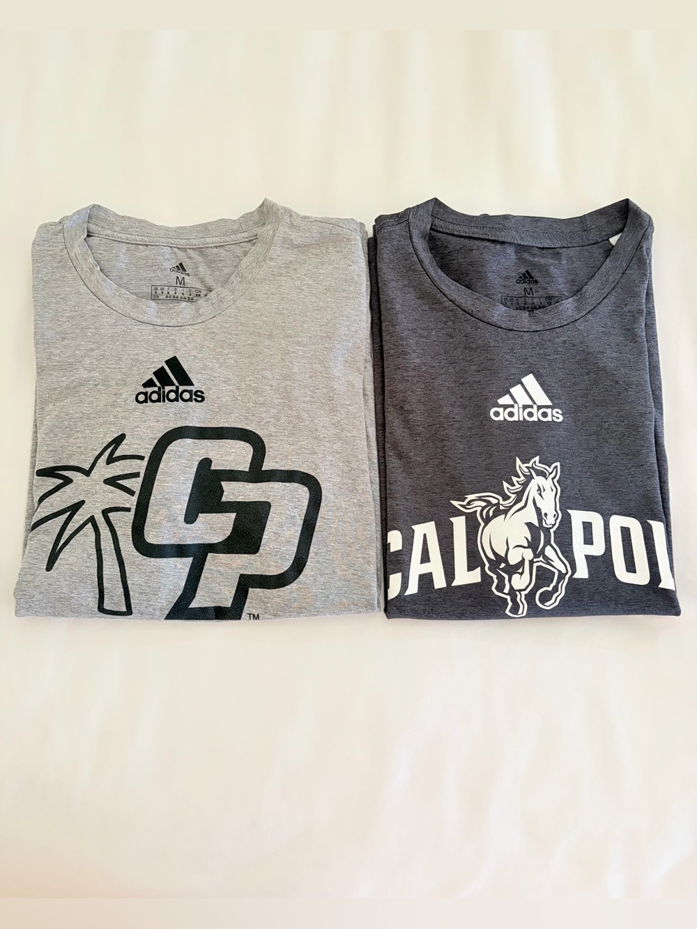 Adidas AEROREADY T-Shirt Bundle Lot of 2 Women’s M Gray CalPoly Mustangs, EUC